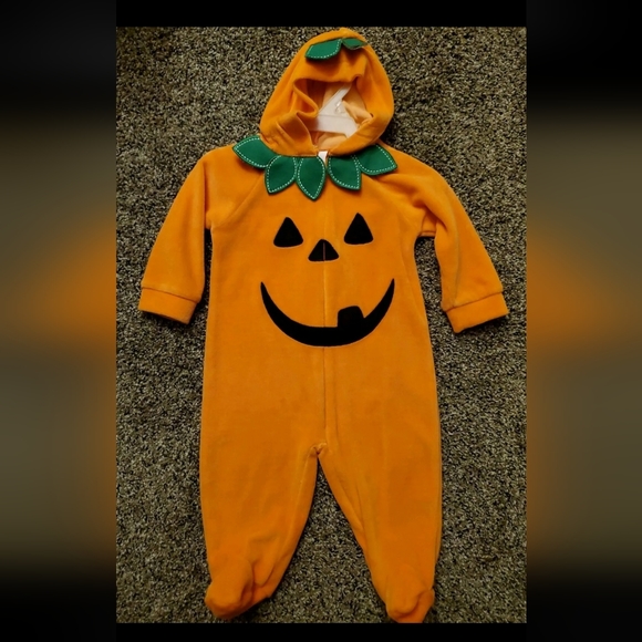 miniwear Other - Vintage Miniwear Fall Pumpkin 3-6 MONTH HALLOWEEN ONE PIECE ZIP UP ORANGE OUTFIT